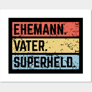 Ehemann Vater Superheld (Super Papa / Superpapa / Vintage / 3C) Posters and Art